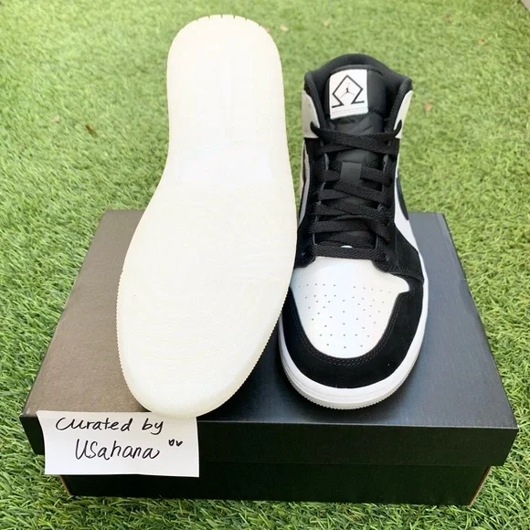 Nike air Jordan 1 mid white black panda diamond shorts shoes - Picture 4 of 4